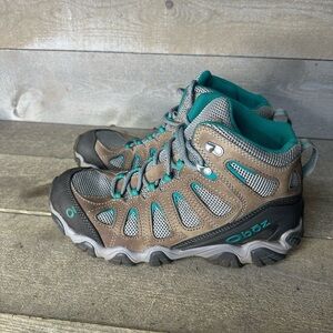 Oboz Sawtooth II Mid B-Dry Waterproof Hiking Boot Women's US Size 10 Aqua/Brown